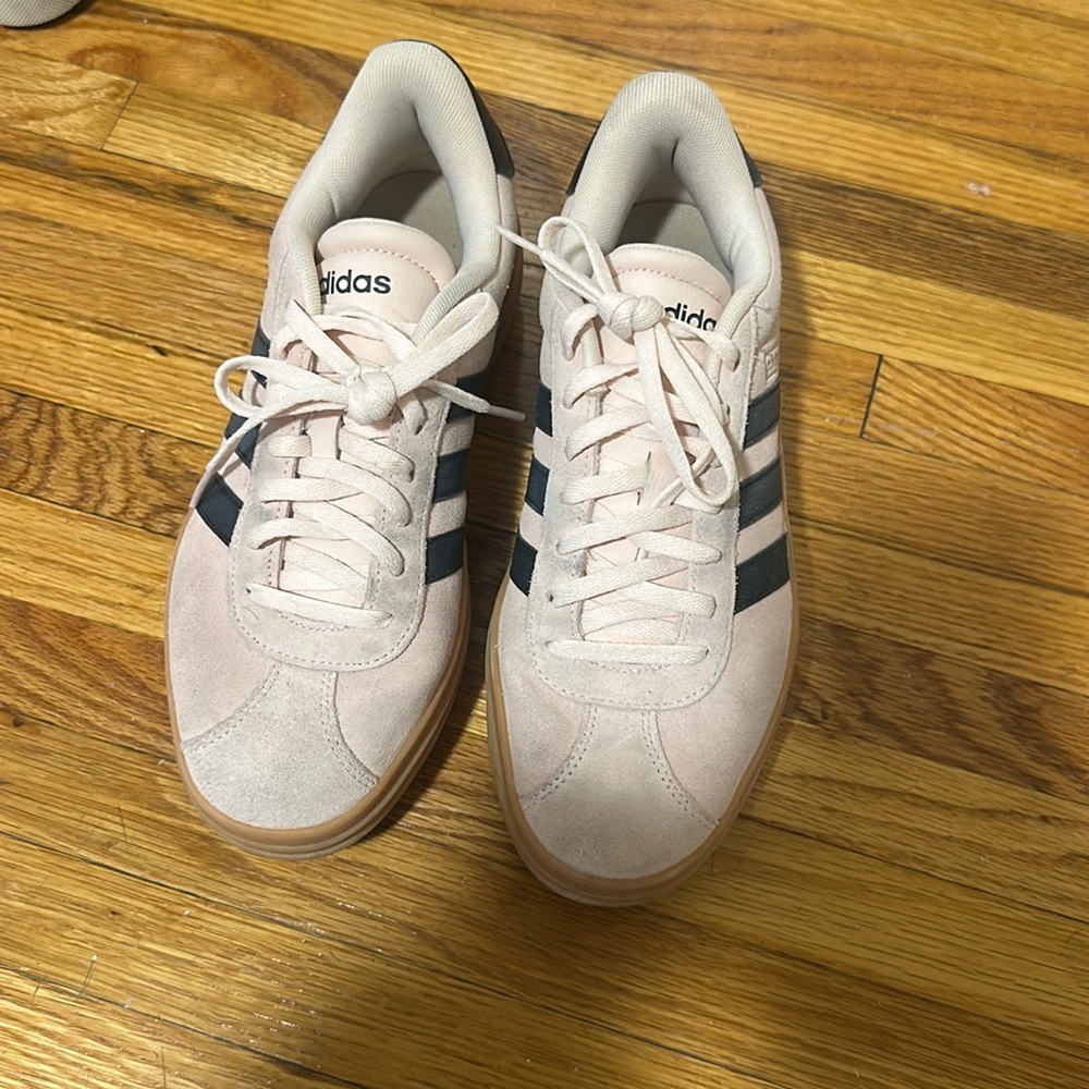 Pink and Navy Adidas Platform Samba